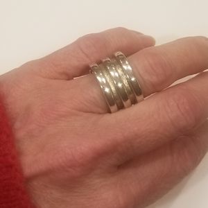 Vintage solid sterling silver wide band ring size 5.25